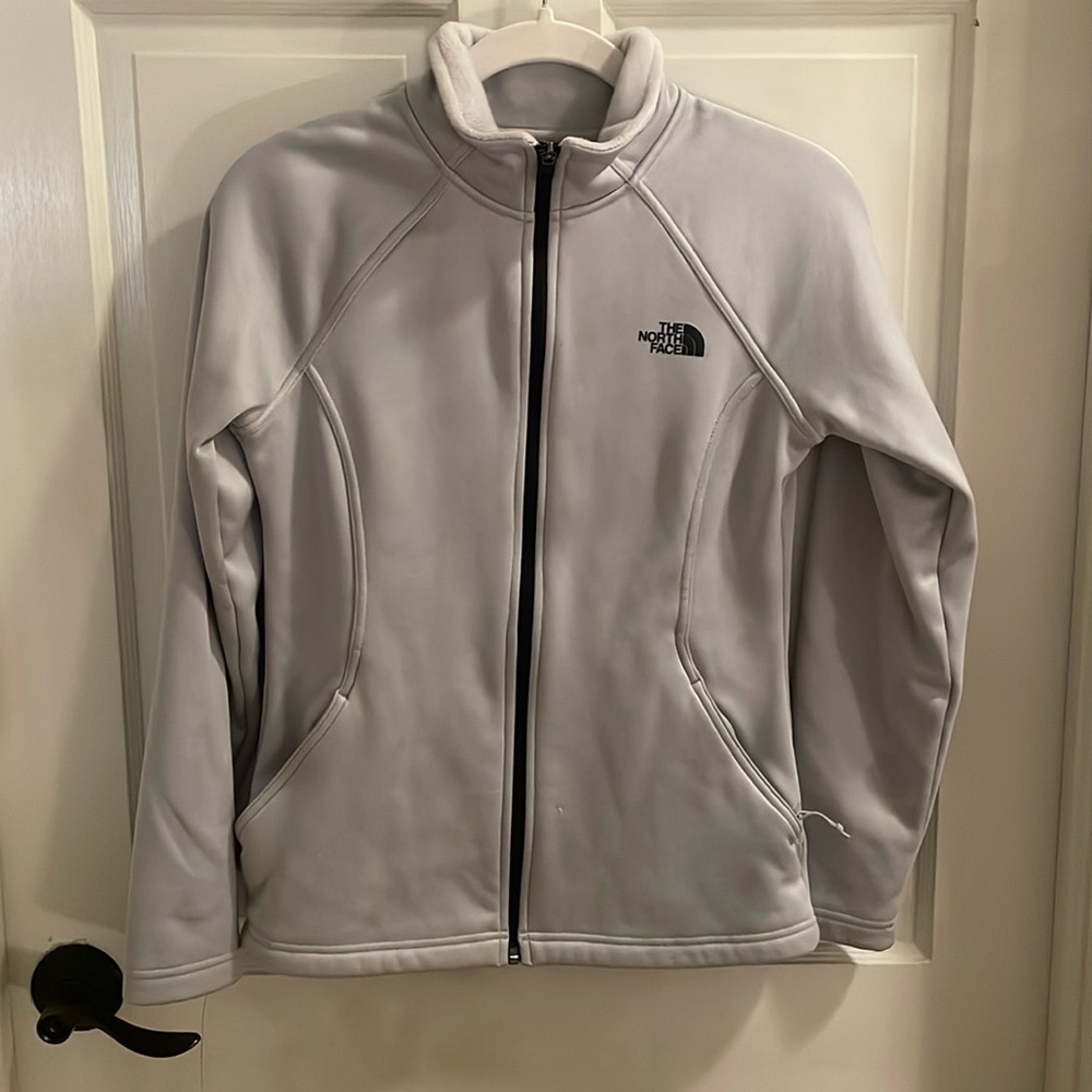 North face grey zip up jacket size small